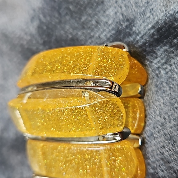 Elastic stretchy sparkly Lucite & silver bracelet vintage - Picture 2 of 3